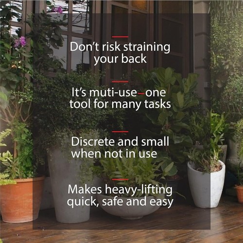 PotLifter - Potted Plant Mover and Essential Lifting Tool For Garden Red - Picture 4 of 8