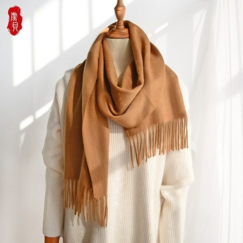 Camel wool scarf women narrow small 