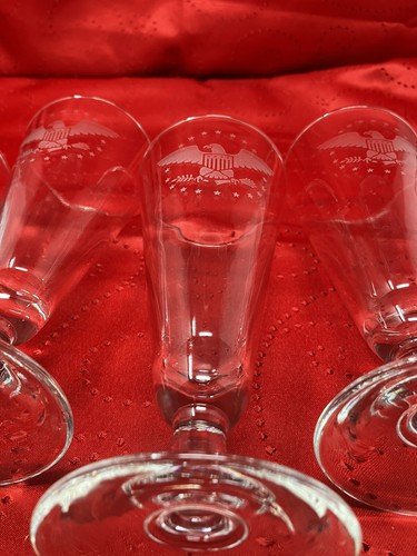 6 Etched American Eagle patriotic Pilsner glasses - Picture 6 of 11
