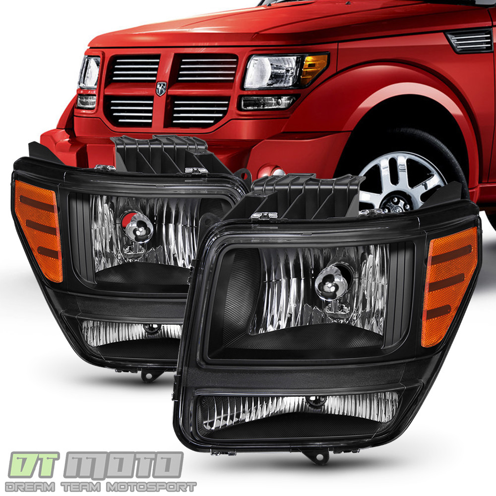 Blk 2007-2011 Dodge Nitro Headlights Headlamps Aftermarket Left+