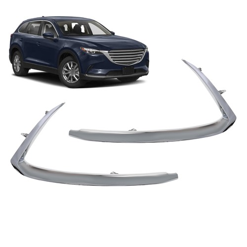 For 16-22 Mazda CX-9 Front Driver and Passenger Side Chrome Bumper Trim Set - Foto 4 di 10