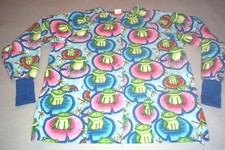 Frogs Dragonflies Scrubs Shirt Top Nurse RN Snap Down Long Sleeve Womens Medium