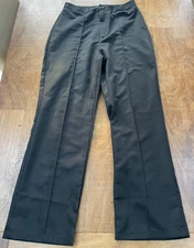 Ladies High Waist Straight Leg Trousers Black Size Medium (10)
