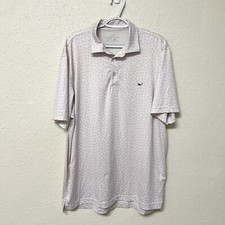 Vineyard Vines Performance Polo Shirt Mens Short Sleeve Pink Print Size L
