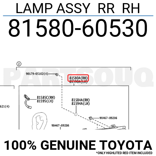 8158060530 Genuine Toyota LAMP ASSY RR RH 81580-60530 | eBay