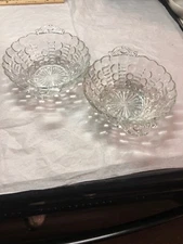 ANCHOR HOCKING depression CLEAR GLASS handled bowl DISH #5075 oyster pearl