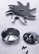 Polished Alum Alternator Pulley & Fan Kit GM Small Big Block Chevy Olds Pontiac