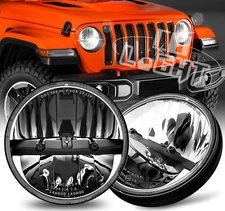 Pair 130W Black 7" Round Led Headlights for Jeep Wrangler 1997-2018 TJ LJ JK