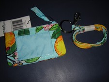 VERA BRADLEY LIGHTEN UP ZIP ID LANYARD in the "LEMON GROVE" PATTERN NWT 49