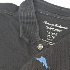 Tommy Bahama IslandZone Polo Shirt Men XL Black Supima Cotton Trim Fit Tech Golf
