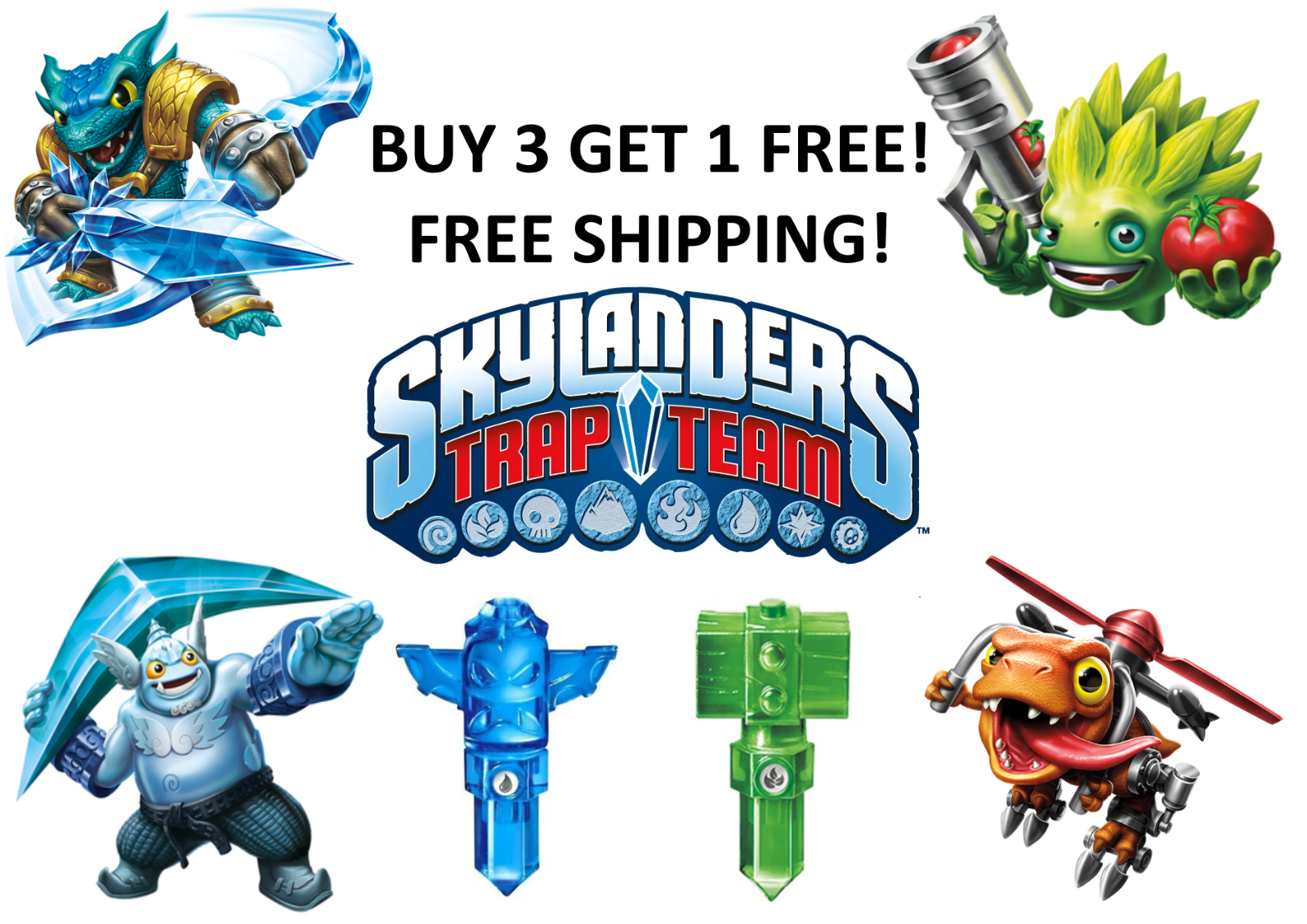 Skylanders Trap Team Figures & Traps - BUY 3 GET 1 FREE! - FREE SHIPPING!