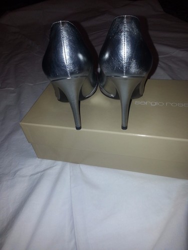 Scarpe Sergio Rossi open toe pelle canguro col argento - Foto 3 di 4
