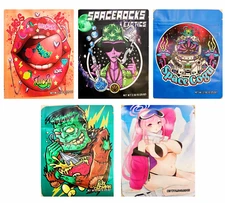 100pc- Mylar bags 3.5 gram design sealable Smell -Proof Food Storage (5 Designs)