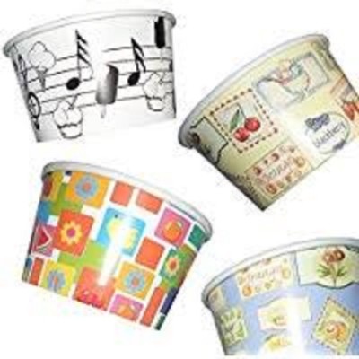 STÜCK 200 MITTLERE EISBECHER CC 200 AUS PAPIER KARTON VERSCHIEDENE MUSTER CUPS PAPER