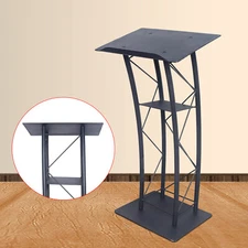 Curved Podium Metal Truss Lectern with Curved Design and Built-in Shelf 44" Tall
