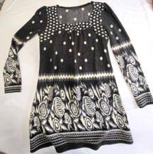 BACCI Womens Stretch Knit Smokey Gray Sweater Dress Size XL Polka-Dots