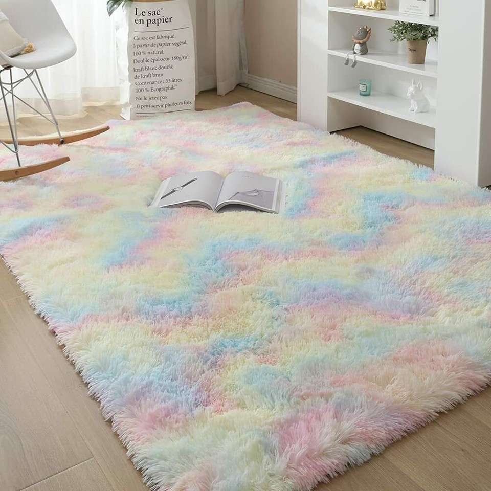 Fluffy Rugs Rug Carpet Large Shaggy Super Soft Mat Living Room Bedroom ...