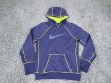 Nike Sweatshirt Womens Medium Purple Therma-Fit Stretch Blend Hoodie Logo Pocket