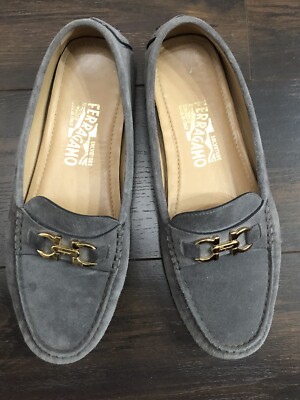 Salvatore Ferragamo Gancini Bit Grey Suede Driving loafers Mens US 9D Salvatore Ferragamo Suede Gancini Horse Bit Driving Loafers  main image 4