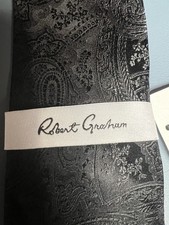 Robert Graham Men's Black Paisley Woven 100 Silk Tie with Floral Theme