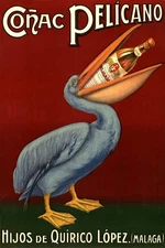 CONAC PELICANO HIJOS DE QUIRICO LOPEZ MALAGA LIQUOR DRINK VINTAGE POSTER REPRO