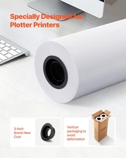 New Wide Newmat Paper, 30 in x 500 ft Plotter Roll, 2 Rolls CAD Bond Rolls with
