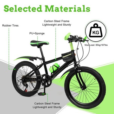 20 Zoll Mountainbike 7 Gang Schaltung, verstellbarer Sitz Kinderfahrrad mit Schutzblechen K