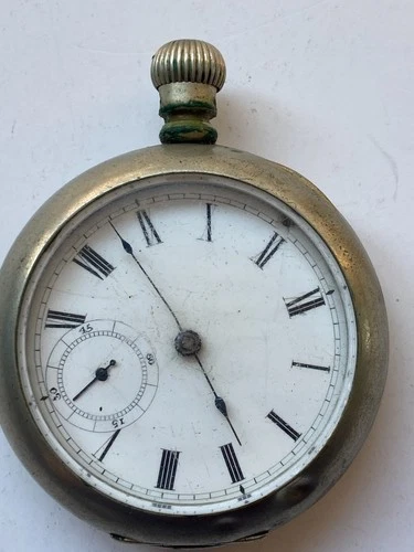 Antique Waltham Nickel Silver Pocket Watch, Pre-Owned, Runs (RB-#59)