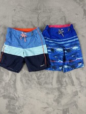 SET OF 2: Boys Swim Trunks Size S 7/8 Blue Gerry Shorts Comfort Liner