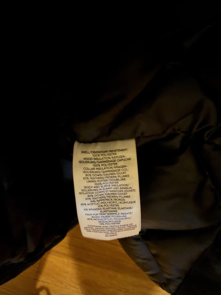 Lands End Parka Coat Mens Medium Black Down Expedition Outdoor Jacket Fur Hood - Image 4 of 4