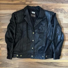 Toff London Genuine Leather Jacket Black Viscose Lining Womens UK 16 Brazil