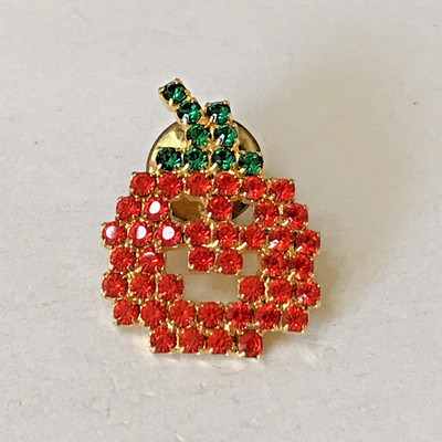 PUMPKIN JACK-O-LANTERN HALLOWEEN RHINESTONES LAPEL PIN (F5)