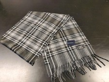 CASHME Mens Scarf Gray white Plaid Made in Italy Acrylic 65” Long 11” Wide EUC