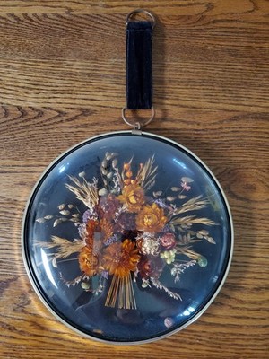 Vintage Extra Large Cideart Dried Flowers Belgium Convex Glass 