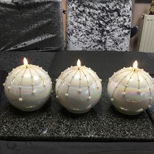 Elambia LED Kugelkerzen Weiß Regenbogenf.  3 er Set Timer Batterie