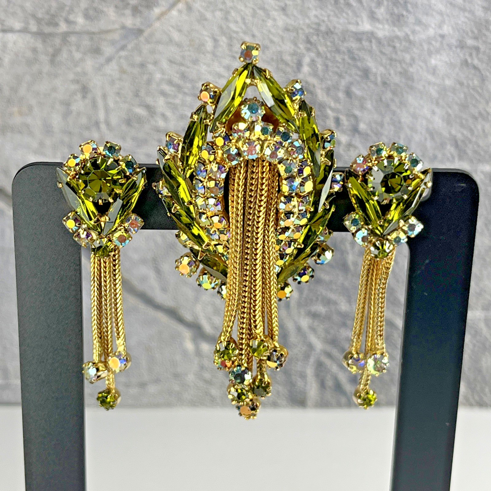 Unsigned Hobe Vtg Rhinestone Waterfall Jellyfish … - image 6