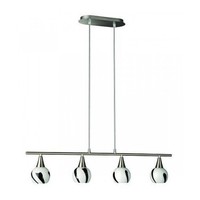Pendelleuchte Glas Energiespar Schwarz Weiss Silber Dekorglas 4 Flg. LäNge 80Cm