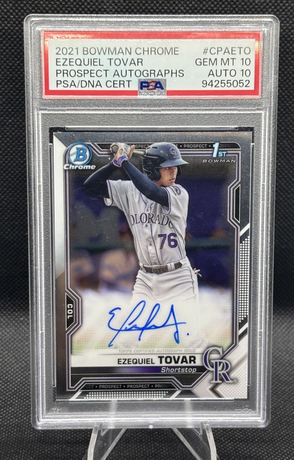 🔥 Ezequiel Tovar 2021 Bowman Chrome Prospect 1st Auto PSA 10 Auto 10 Rockies