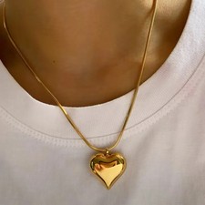 Heart Shape 304 Stainless Steel 16K Gold Plated Necklace Pendant