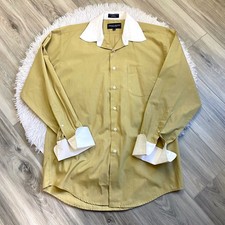 Giorgio Brutini Men s Button Down Dress Shirt Mustard Yellow Size 15 32/33