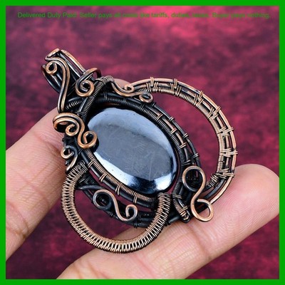 Copper Root Chakra Shungite Stone New Wire Wrapped Handmade Wedding Gift Pendant