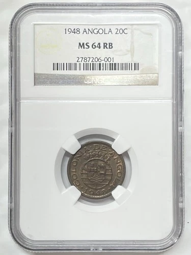 1948 Angola Bronze 20 Centavos NGC MS64 RB 300th Anniversary Revolution KM#71
