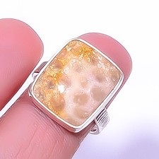 Fossil Coral - Australia 925 Sterling Silver Jewelry Ring s.7 R5832-28