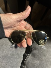 1970's Vintage TAIWAN Aviator Sunglasses- Gold Tone Frame Glass Lenses NOS