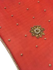 Georgette Dupatta Scarf Vintage Indian Embroidered Long Stole For Woman LD7218