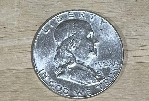 1963 D SILVER FRANKLIN HALF DOLLAR AU - BEAUTIFUL DETAILS