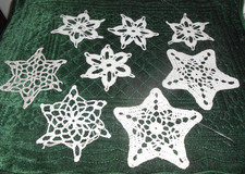 VTG Hand Crocheted Christmas Tree Ornaments Lace Stars 8 