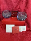 NIB FLAWLESS Glass BACCARAT France 2 Crystal EYE Photophore VOTIVE CANDLEHOLDERS