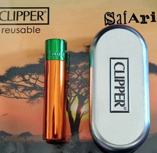 Clipper Briquet Métal Taille Standard SAFARI Couleur #2 Avec Étui Chrome