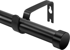 Curtain Poles 45 to 305cm Adjustable Black Curtain Rod with Brackets Fitting set